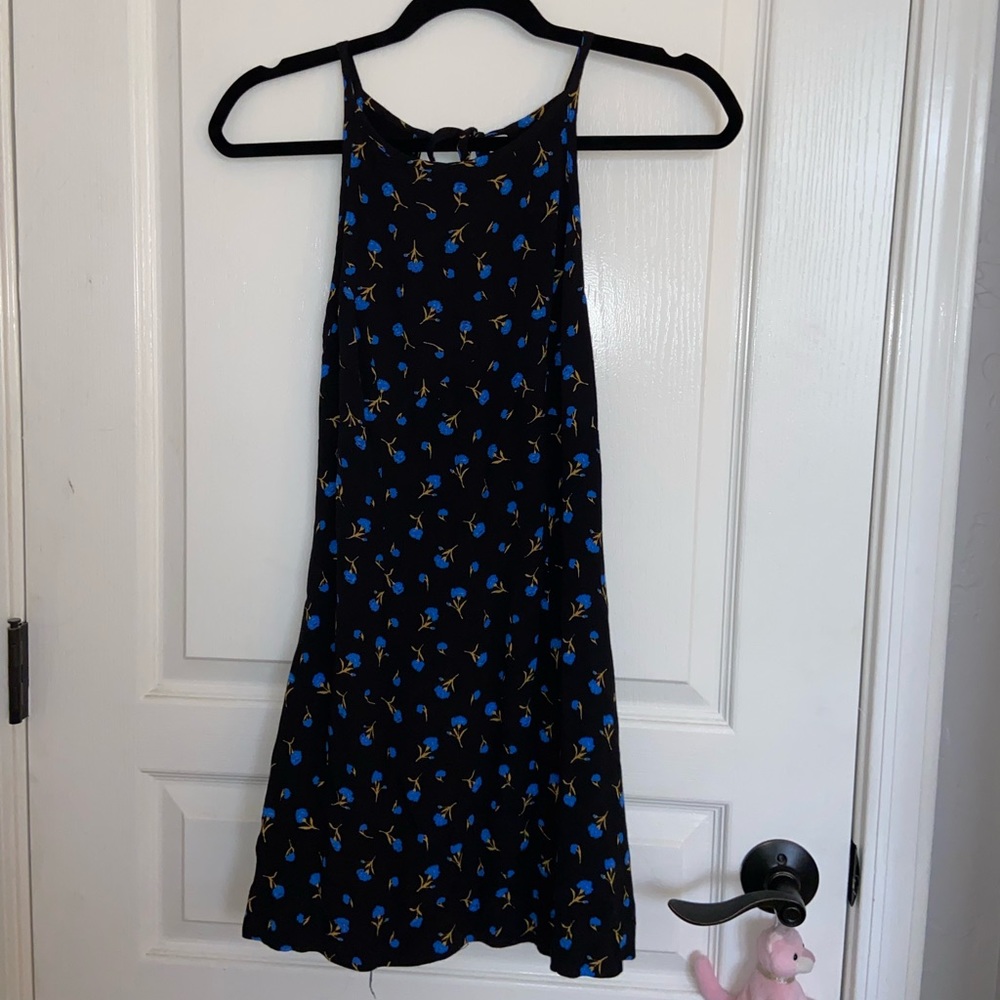 Urban Outfitters Black Floral Blue A-Line Dress